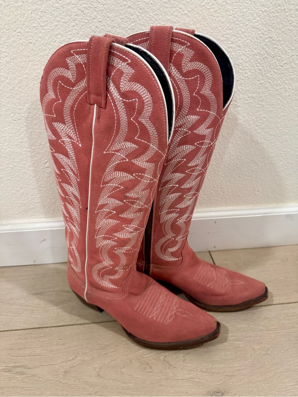 Caborca Silver.  Dusty Rose Western Knee-High Cowboy Boots